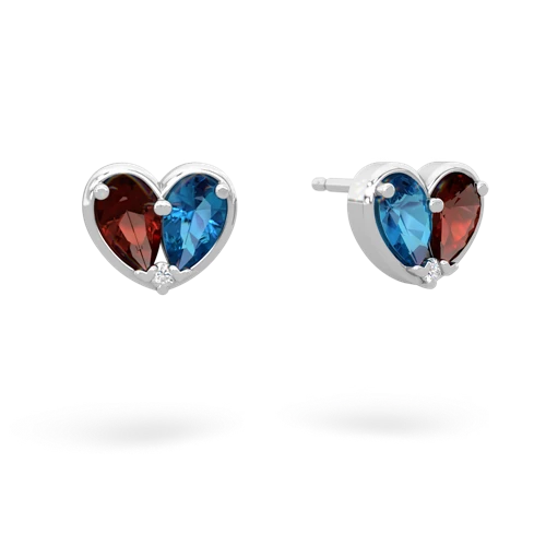 garnet-london topaz one heart earrings