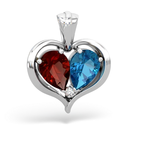 garnet-london topaz half heart whole pendant