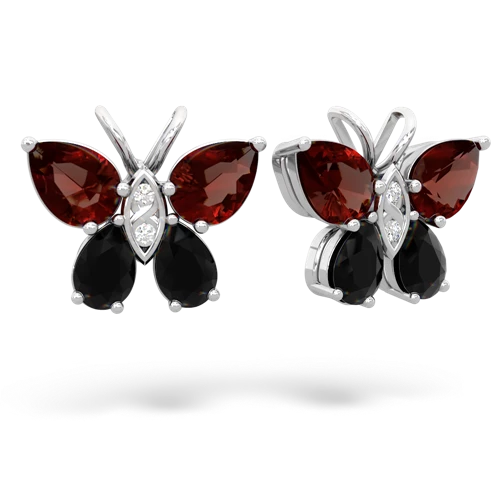 garnet-onyx butterfly earrings