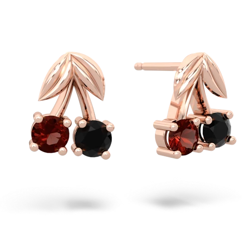 garnet-onyx cherries earrings