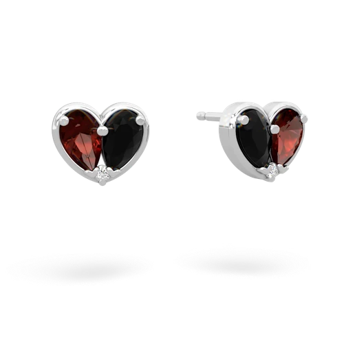 garnet-onyx one heart earrings