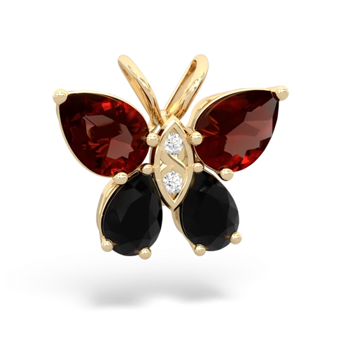 garnet-onyx butterfly pendant