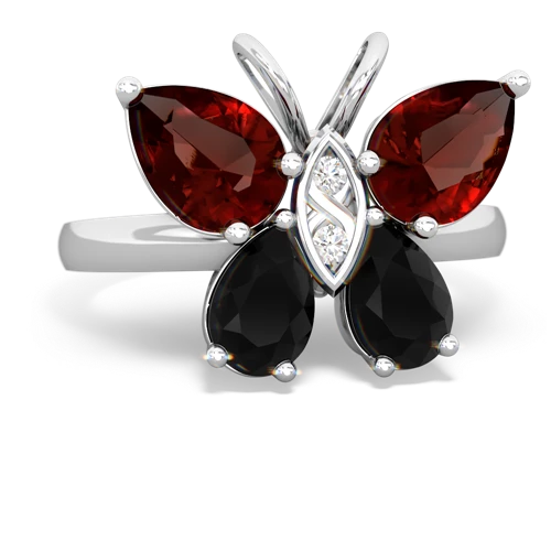 garnet-onyx butterfly ring