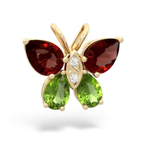 garnet-peridot butterfly pendant