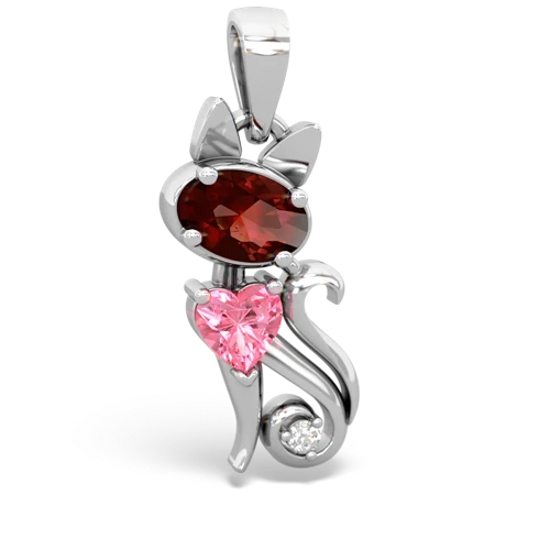 garnet-pink sapphire kitten pendant