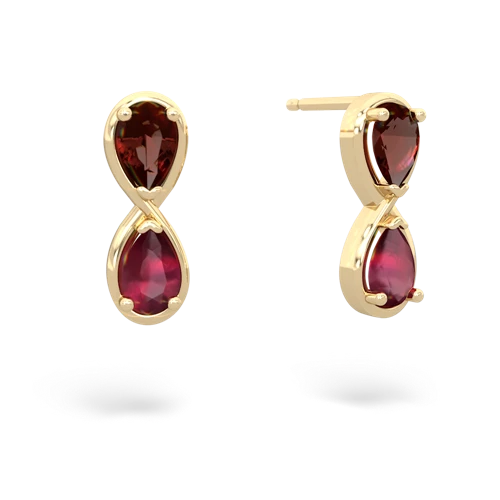 garnet-ruby infinity earrings