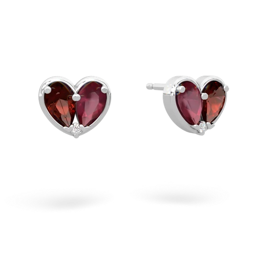 garnet-ruby one heart earrings