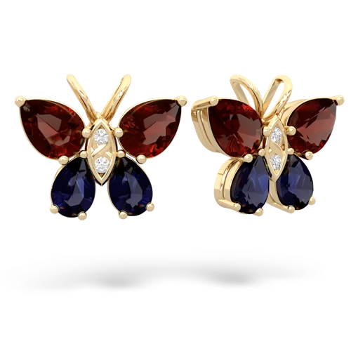 garnet-sapphire butterfly earrings