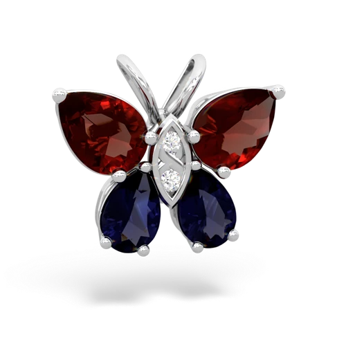garnet-sapphire butterfly pendant