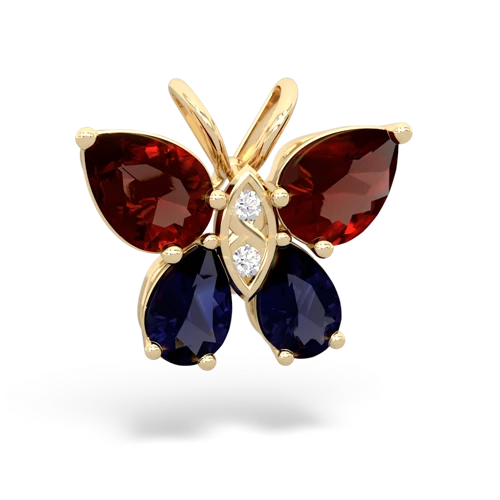 garnet-sapphire butterfly pendant