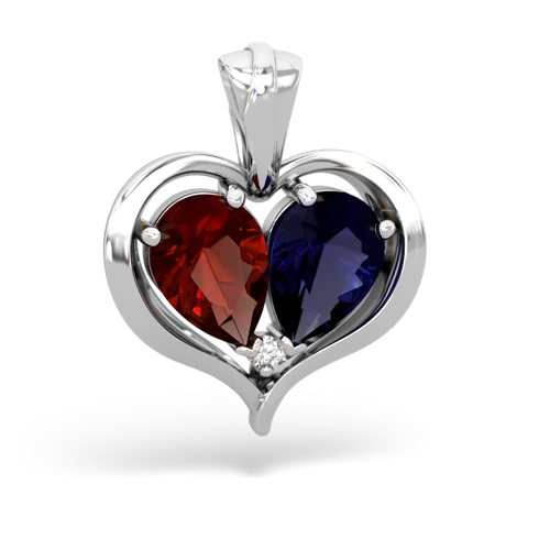 garnet-sapphire half heart whole pendant