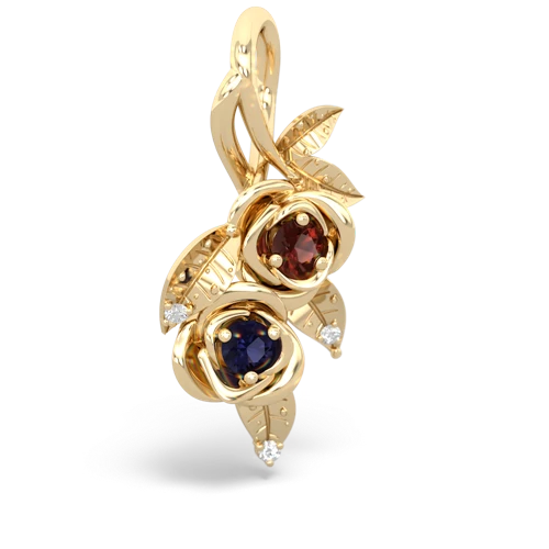 garnet-sapphire rose vine pendant