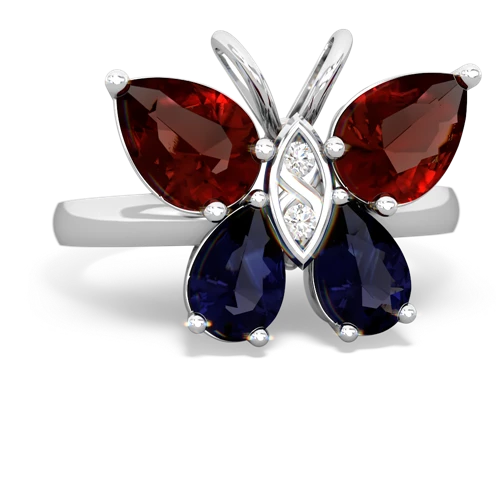 garnet-sapphire butterfly ring