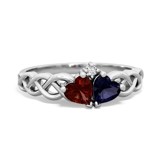 garnet-sapphire celtic braid ring