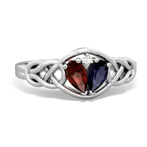 garnet-sapphire celtic knot ring