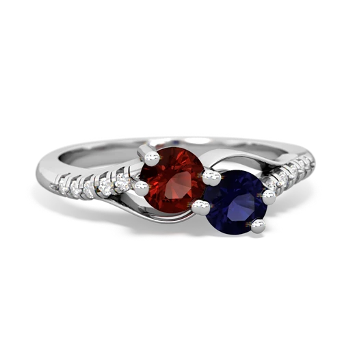 garnet-sapphire two stone infinity ring