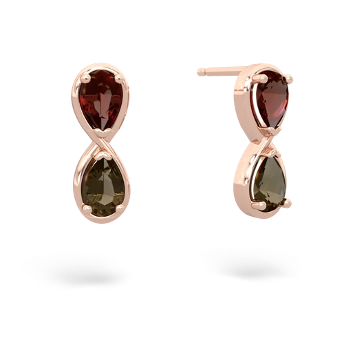 garnet-smoky quartz infinity earrings