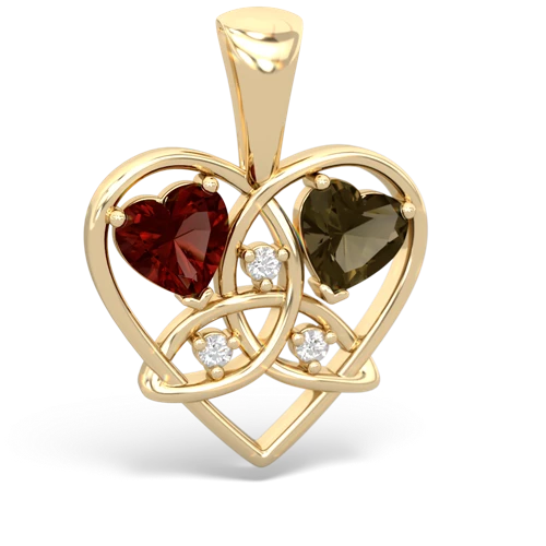 garnet-smoky quartz celtic heart pendant