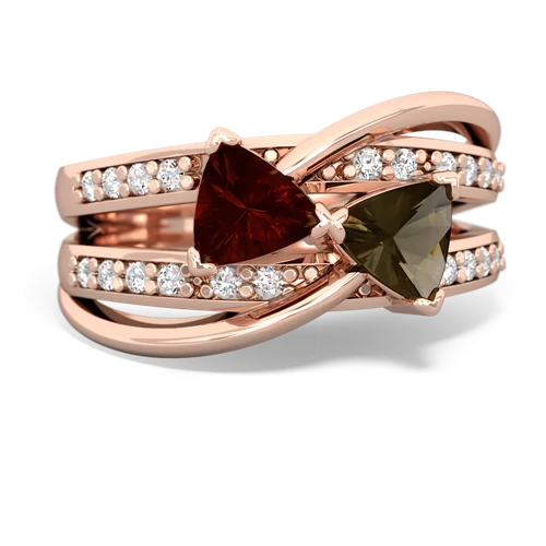 garnet-smoky quartz couture ring