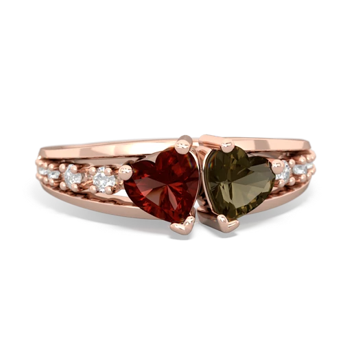 garnet-smoky quartz modern ring