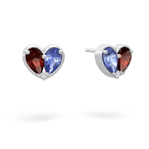 garnet-tanzanite one heart earrings