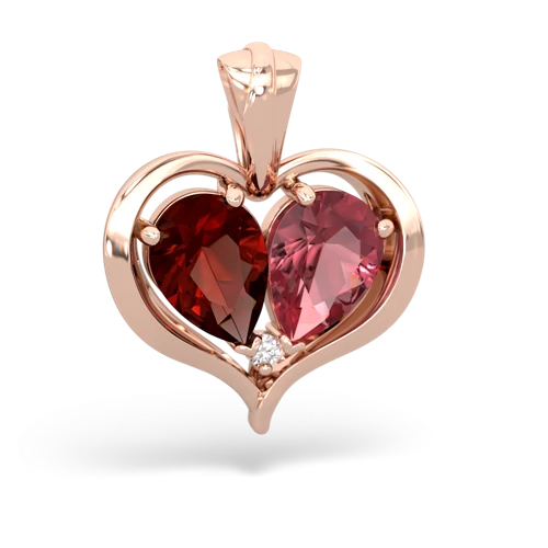 garnet-tourmaline half heart whole pendant