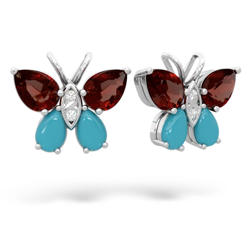 garnet-turquoise butterfly earrings