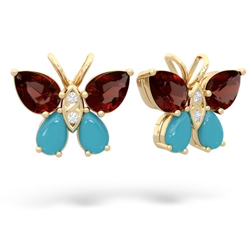 garnet-turquoise butterfly earrings