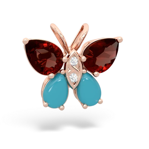 garnet-turquoise butterfly pendant