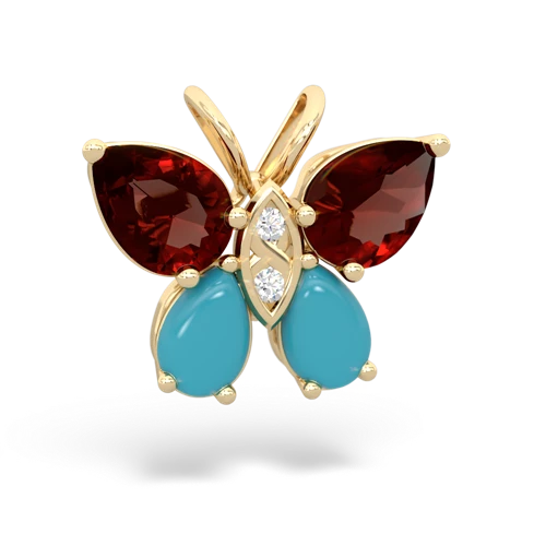 garnet-turquoise butterfly pendant