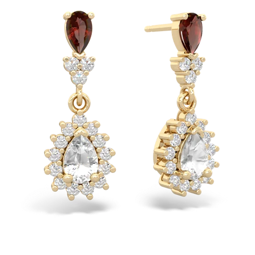 garnet-white topaz dangle earrings