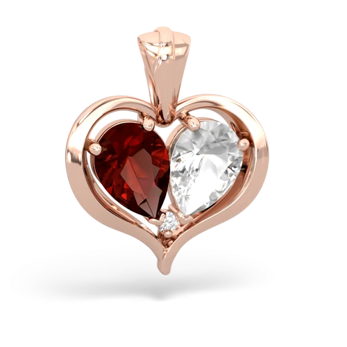 garnet-white topaz half heart whole pendant