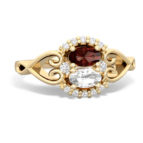 garnet-white topaz antique keepsake ring