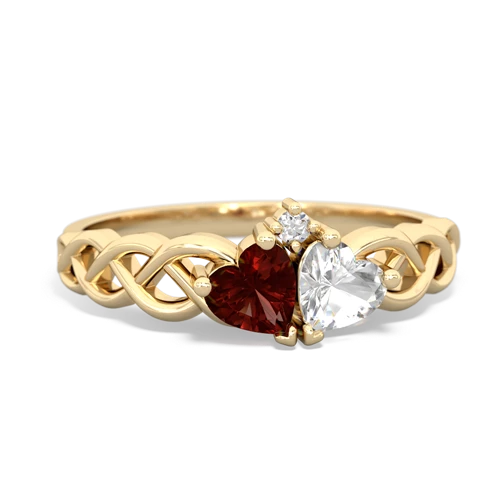 garnet-white topaz celtic braid ring