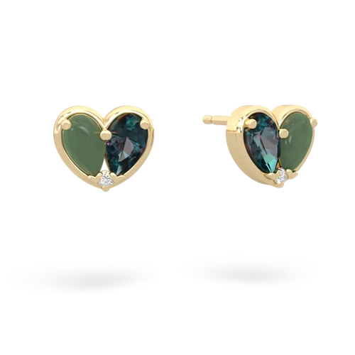 jade-alexandrite one heart earrings