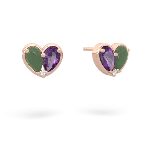 jade-amethyst one heart earrings