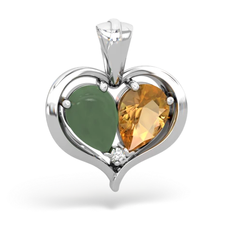 jade-citrine half heart whole pendant