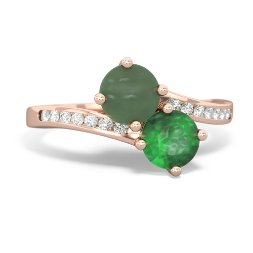jade-emerald two stone channel ring