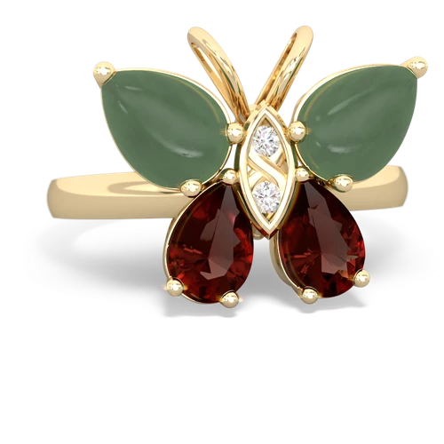 jade-garnet butterfly ring