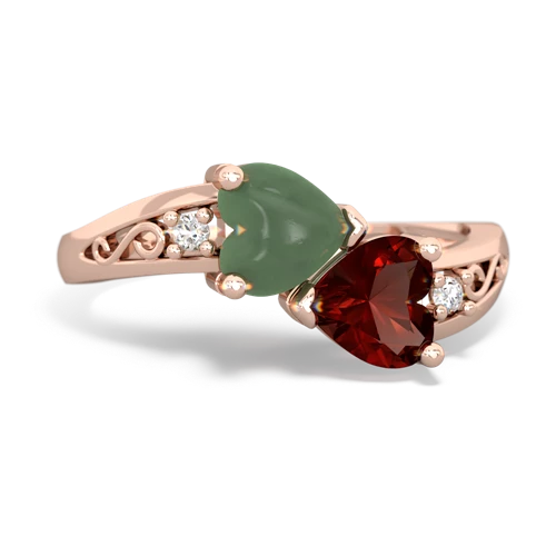 jade-garnet filligree ring