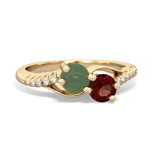 jade-garnet two stone infinity ring