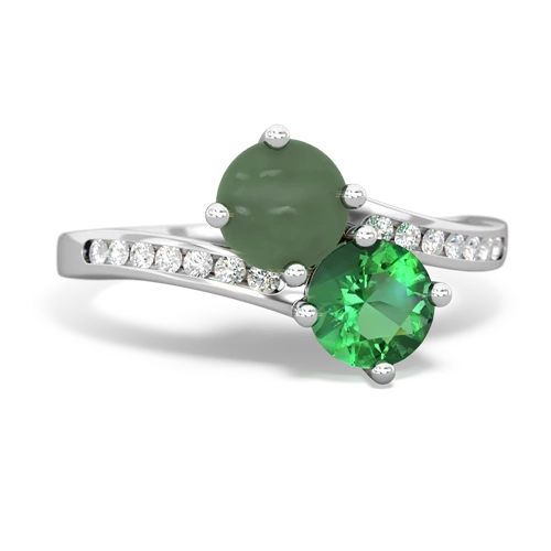jade-lab emerald two stone channel ring