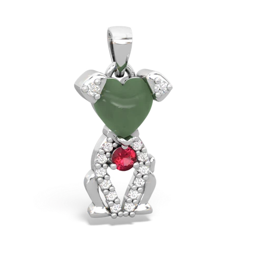 jade-lab ruby birthstone puppy pendant