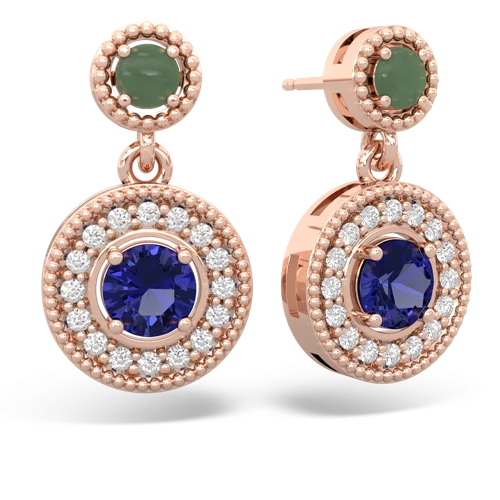 jade-lab sapphire halo earrings