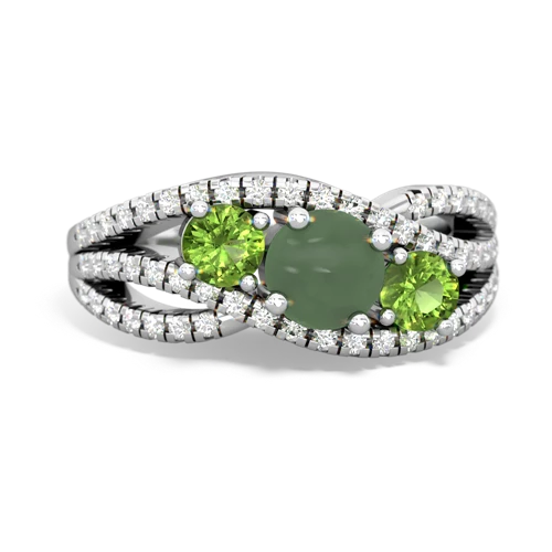 jade-peridot three stone pave ring