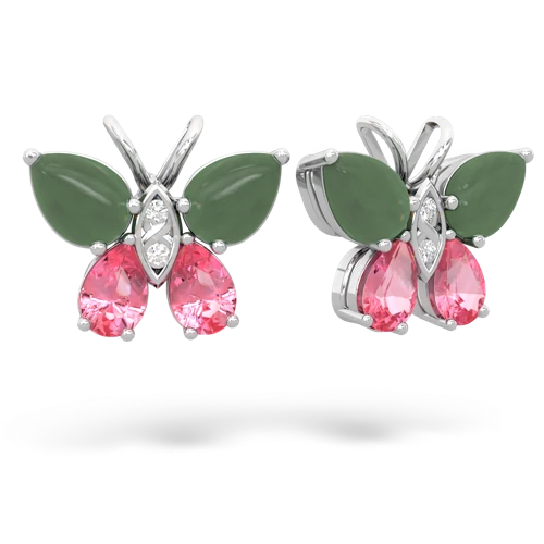 jade-pink sapphire butterfly earrings