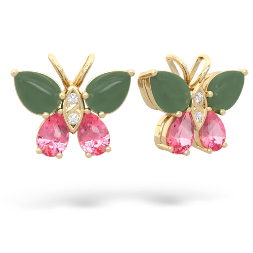 jade-pink sapphire butterfly earrings