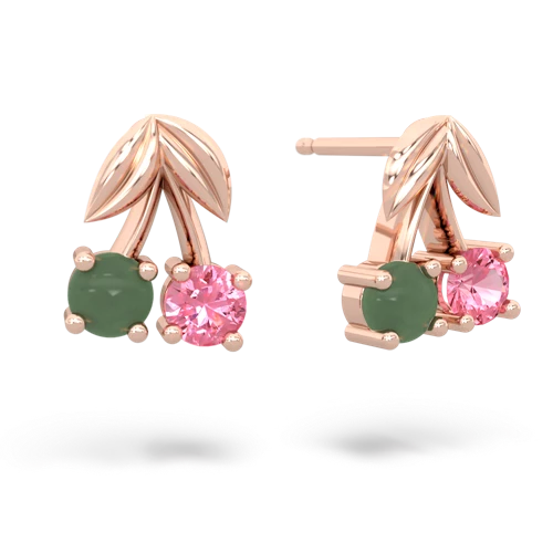 jade-pink sapphire cherries earrings