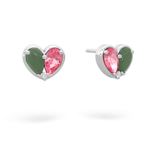 jade-pink sapphire one heart earrings