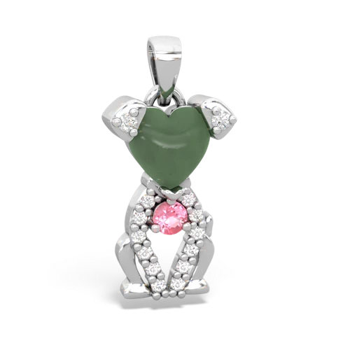 jade-pink sapphire birthstone puppy pendant